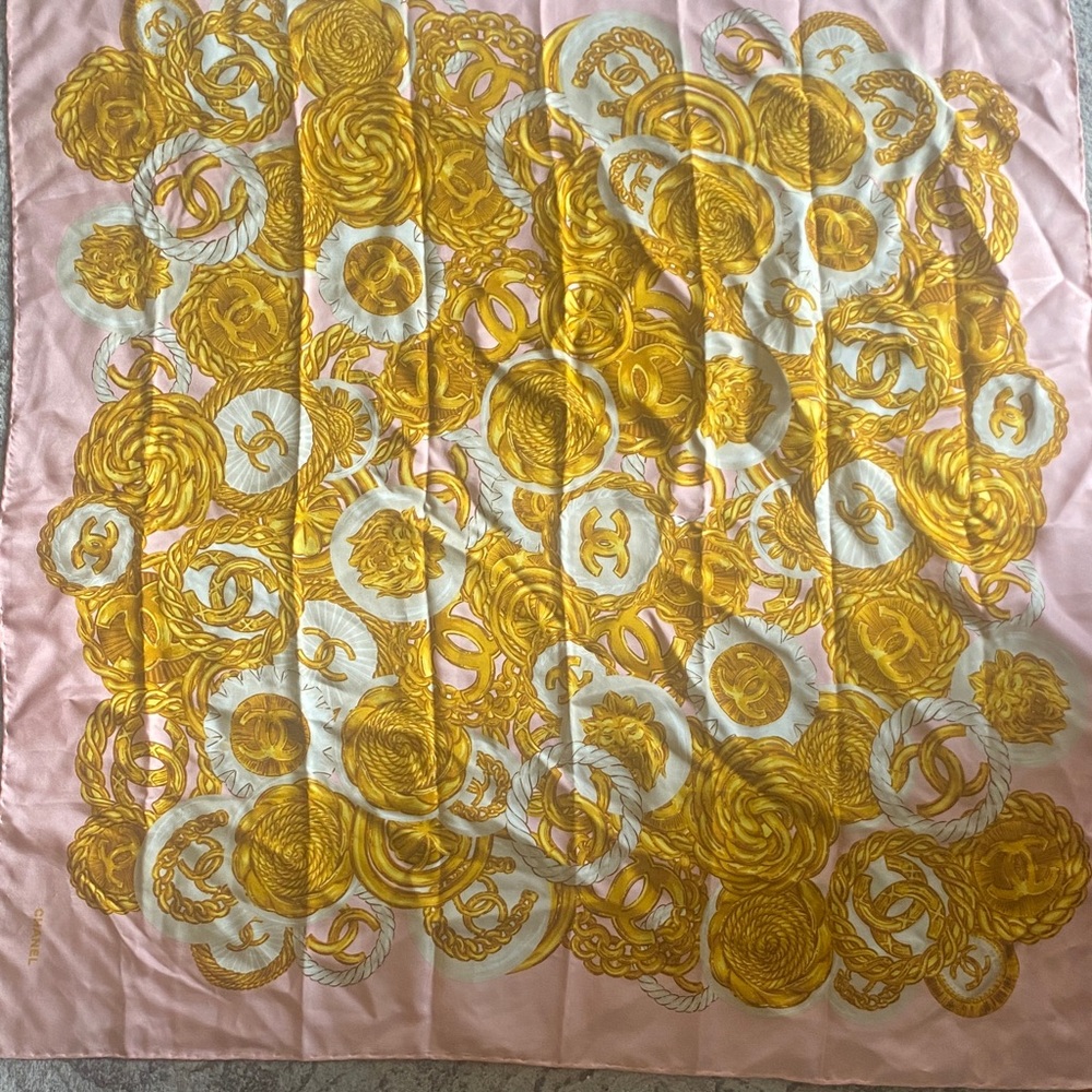 Chanel Gold & Pink Scarf